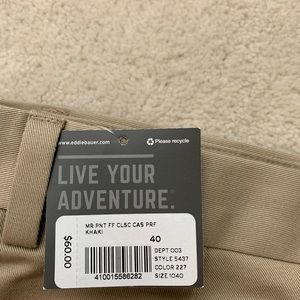 Eddie Bauer Mens Khakis, size 40” waist, 31.75” length. Brand new.